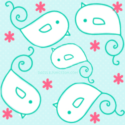 White Blue Birds Background