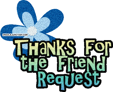 Blue fleur-de-lis graphic that says Thanks for the Friend Request.
