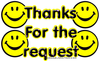 Yellow smiley face graphic that says Thanks for the Request.