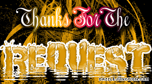 Gold glitter graphic that says Thank You for the Request.