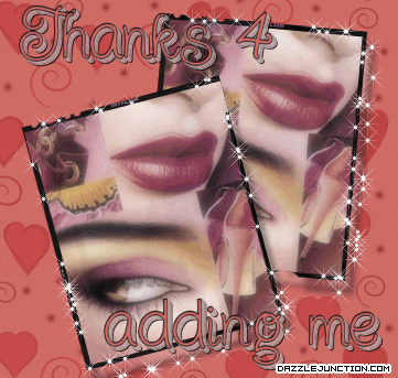 Red lips graphic with a Thanks for Adding Me message.