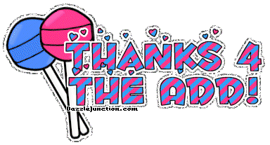 Colorful lollipop graphic that says Thanks 4 the Add.