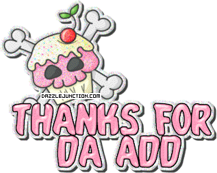 Cute cupcake graphic that says Thanks for Da Add.