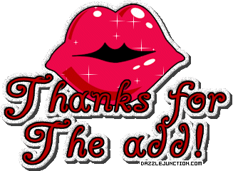 Red lips graphic that says Thanks for the Add.