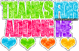 Bright hearts graphic that says Thanks for Adding Me.