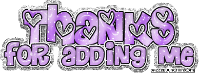Lavender text graphic that says Thanks for Adding Me.