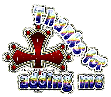 Crown and colorful text graphic that says Thanks for Adding Me.