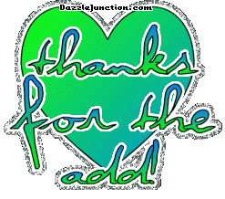 Green peace sign graphic that says Thanks for the Add.