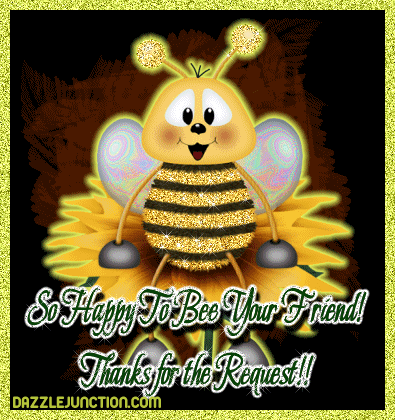 Cute bee graphic with a Thanks for Adding Me message.