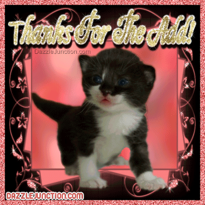 Cute kitten graphic that says Thanks for the Add.