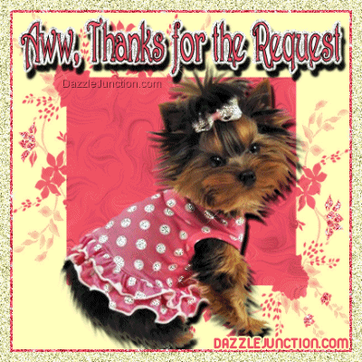 Cute terrier dog graphic with a Thanks for the Add message.