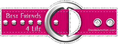 Animated pink glitter belt with a Best Friends 4 Life saying.