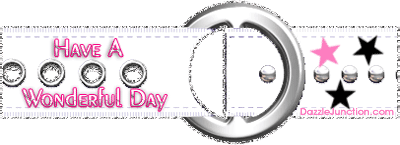 Animated white and pink glitter belt with a Have a Wonderful Day saying.