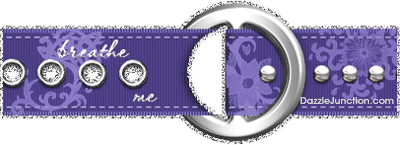 Animated purple glitter belt with a Breathe Me saying.