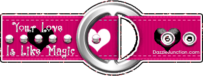 Animated pink glitter belt with a Your Love Is Like Magic saying.