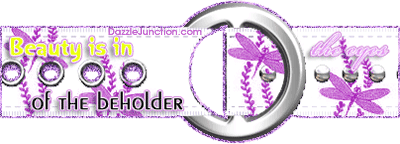 Animated purple glitter belt with a Beauty Is in the Eye of the Beholder saying.