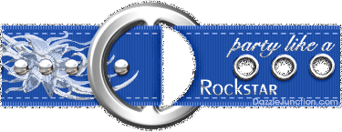 Animated blue glitter belt with a Party Like a Rockstar saying.