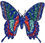 Multi Blue Glitter Butterfly