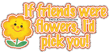 Yellow flower graphic with a friends were given to pick you up message.