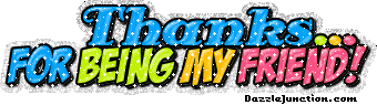 Blue text graphic that says Thanks for Being My Friend.