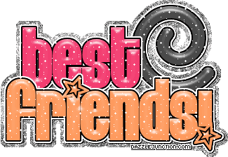 Orange and gray glitter text graphic that says Best Friends.