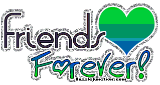 Blue and green heart graphic that says Friend Forever.