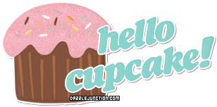 Cute pink cupcake greeting image that says Hello Cupcake