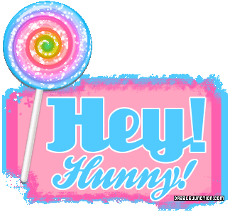 Bright lollipop greeting image that says Hey Hunny