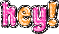 Bright pink and orange glitter greeting image that says Hey