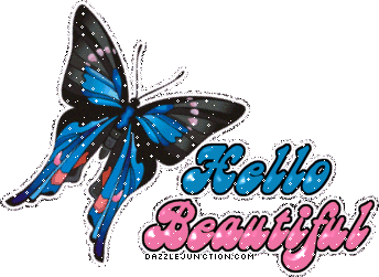 Pretty butterfly greeting image that says Hello Beautiful