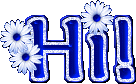Blue flower greeting image that says Hi