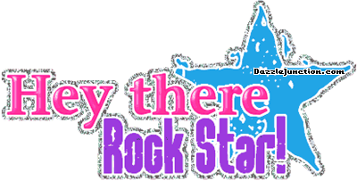 Blue star greeting image that says Hey There Rockstar
