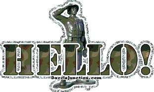 Military Salute greeting image that says Hello