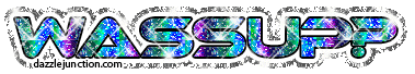 Small blue glitter greeting image with a playful hello style