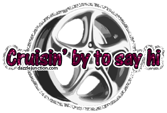 Silver wheel glitter greeting image with a friendly cruisin by to say hi