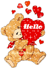 Cute teddy bear heart greeting image that says Hello