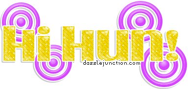 Bright pink and yellow greeting image that says Hi Hunny