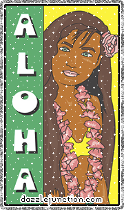 Tropical Aloha greeting image with a Hawaiian girl