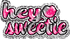 Pink glitter greeting image that says Hey Sweetie