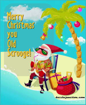 Christmas Beach Santa Old Scrooge picture