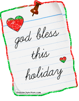 Christmas Glitter Notes God Bless Holiday quote