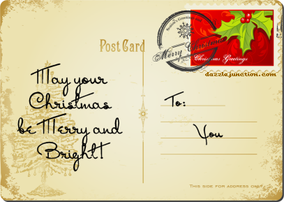Christmas Postcards Merry And Bright Postcard quote