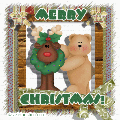 Merry Christmas Bear And Rudolph picture