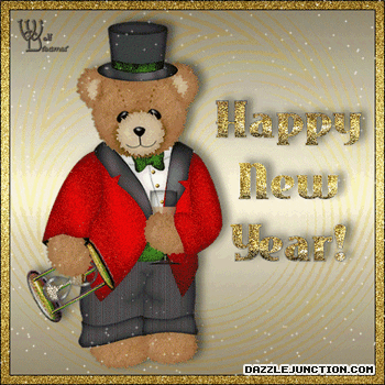 Happy New Year Bear Hourglass quote