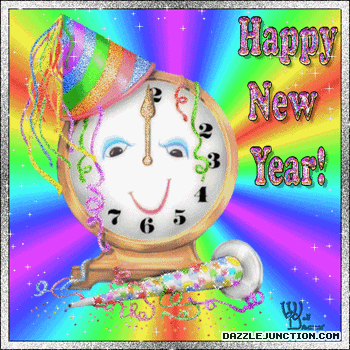 2018 Happy New Year Groovy Clock picture