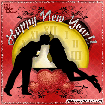 Happy New Year Midnight Kiss Red quote