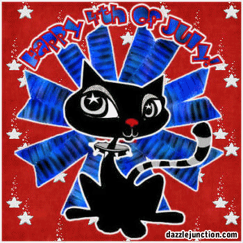 Independence Day - 4th of July - July Fourth Black Cat Happy Th picture