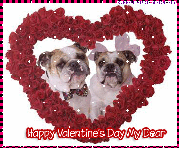 Valentine Animals Dogs In Flower Heart picture