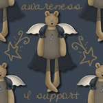 Bear Dark Blue Ribbon